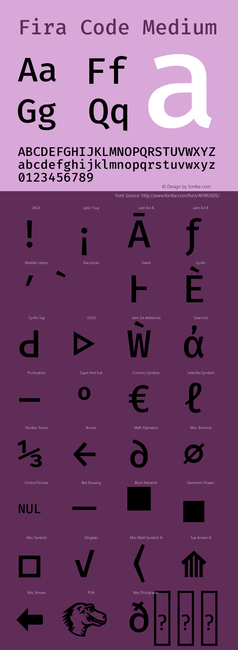 Fira Code Medium Version 2.000 Font Sample