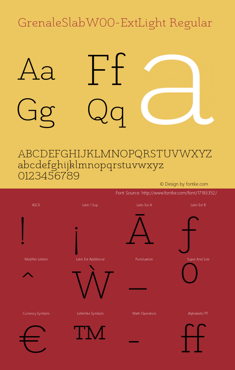 GrenaleSlabW00-ExtLight Regular Version 1.00 Font Sample