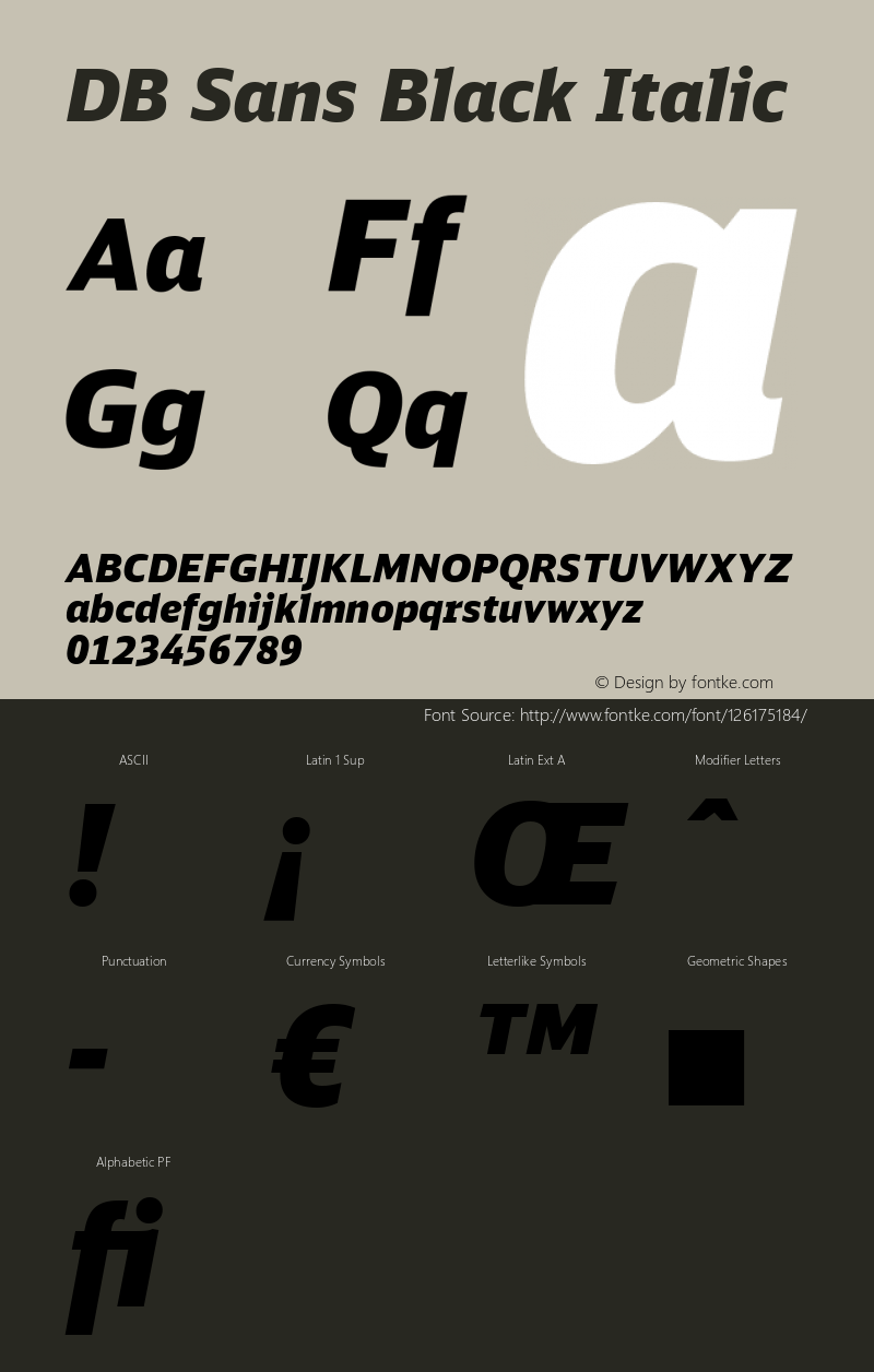 DB Sans Black Italic Version 1.000;PS 2.00;hotconv 1.0.38 Font Sample