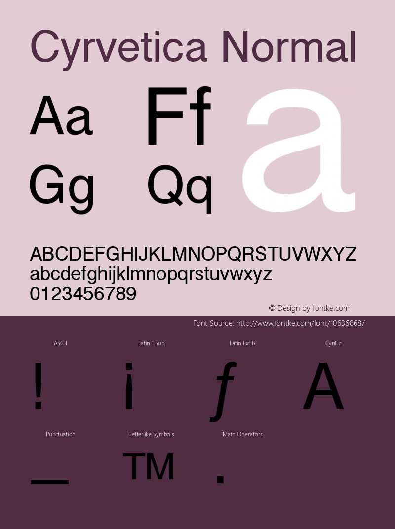 Cyrvetica Normal 1.0 Tue Oct 19 11:44:31 1993 Font Sample