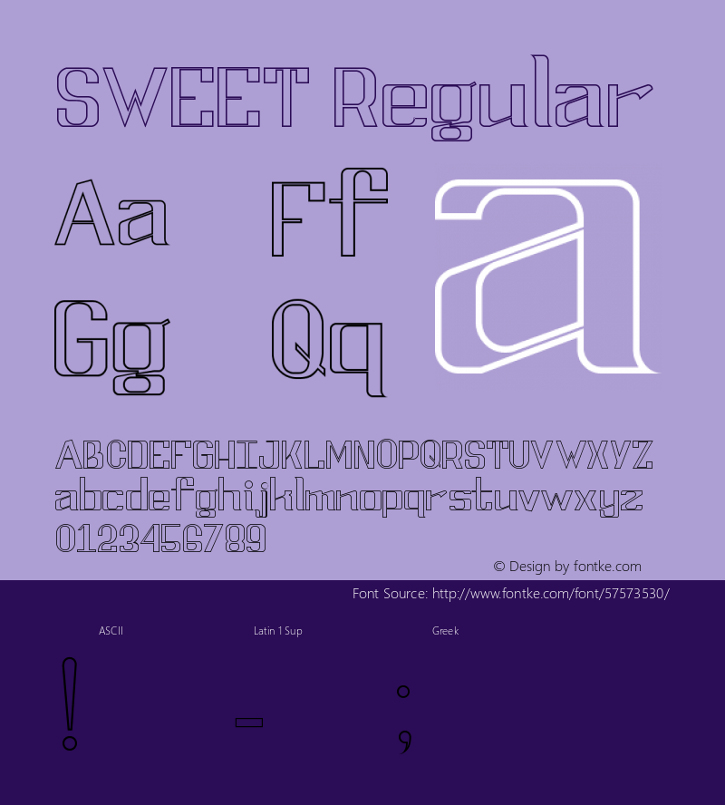 SWEET Version 1.00 February 13, 2020, initial release Font Sample