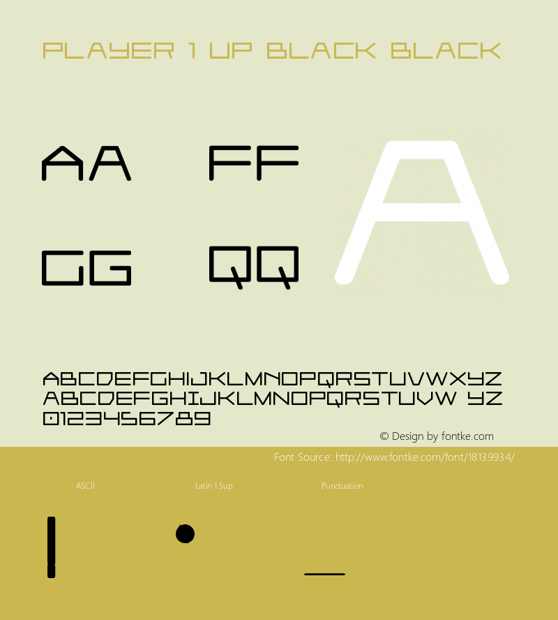 Player 1 Up Black Black Version 001.000 Font Sample