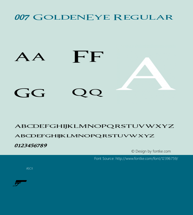 007 GoldenEye Regular Unknown Font Sample