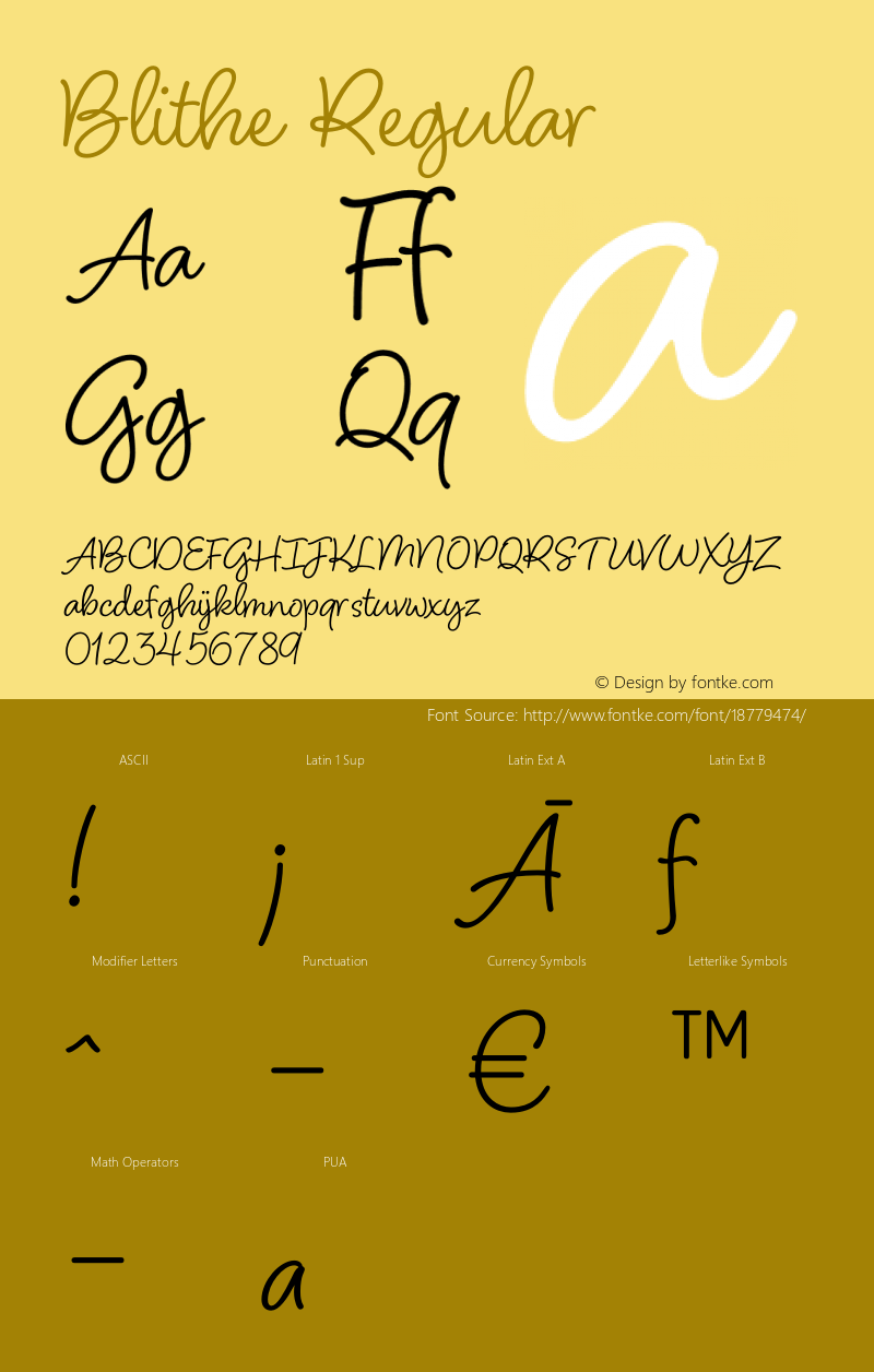 Blithe Regular Version 1.000 Font Sample