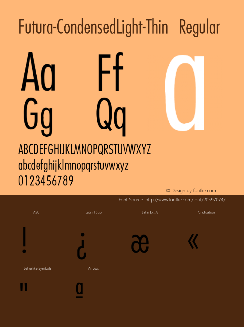 Futura-CondensedLight-Thin Converted from f:\win31\system\FUTURA3.TF1 by ALLTYPE Font Sample