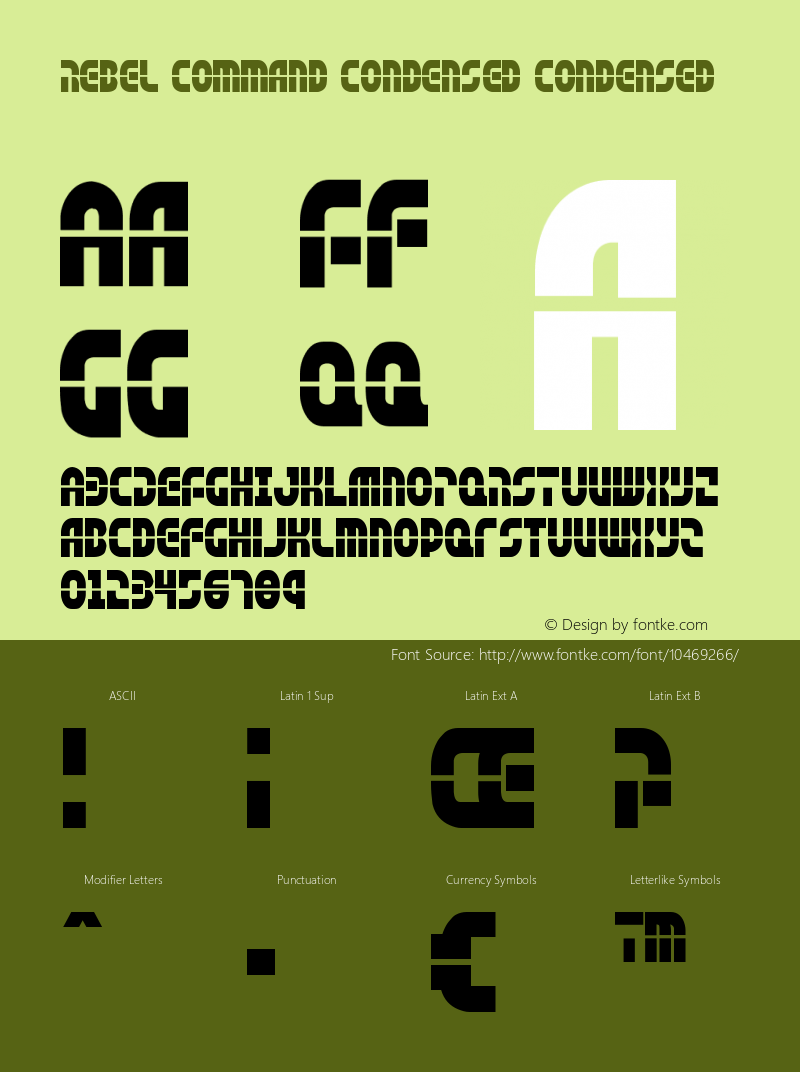 Rebel Command Condensed Condensed 001.000 Font Sample