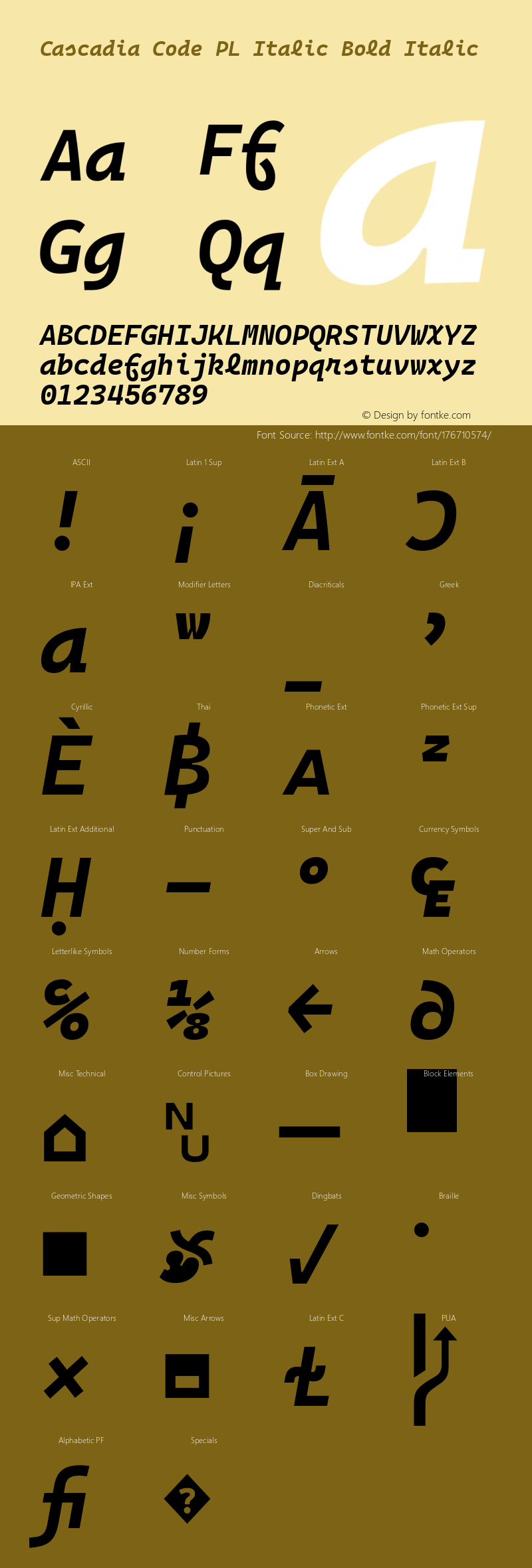 Cascadia Code PL Italic Bold Italic Version 2105.024; ttfautohint (v1.8.3)图片样张