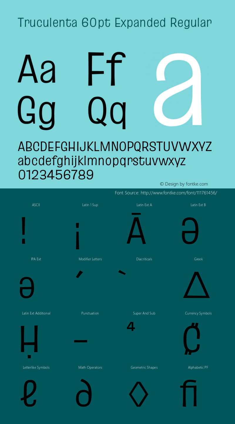 Truculenta 60pt Expanded Regular Version 1.002 Font Sample