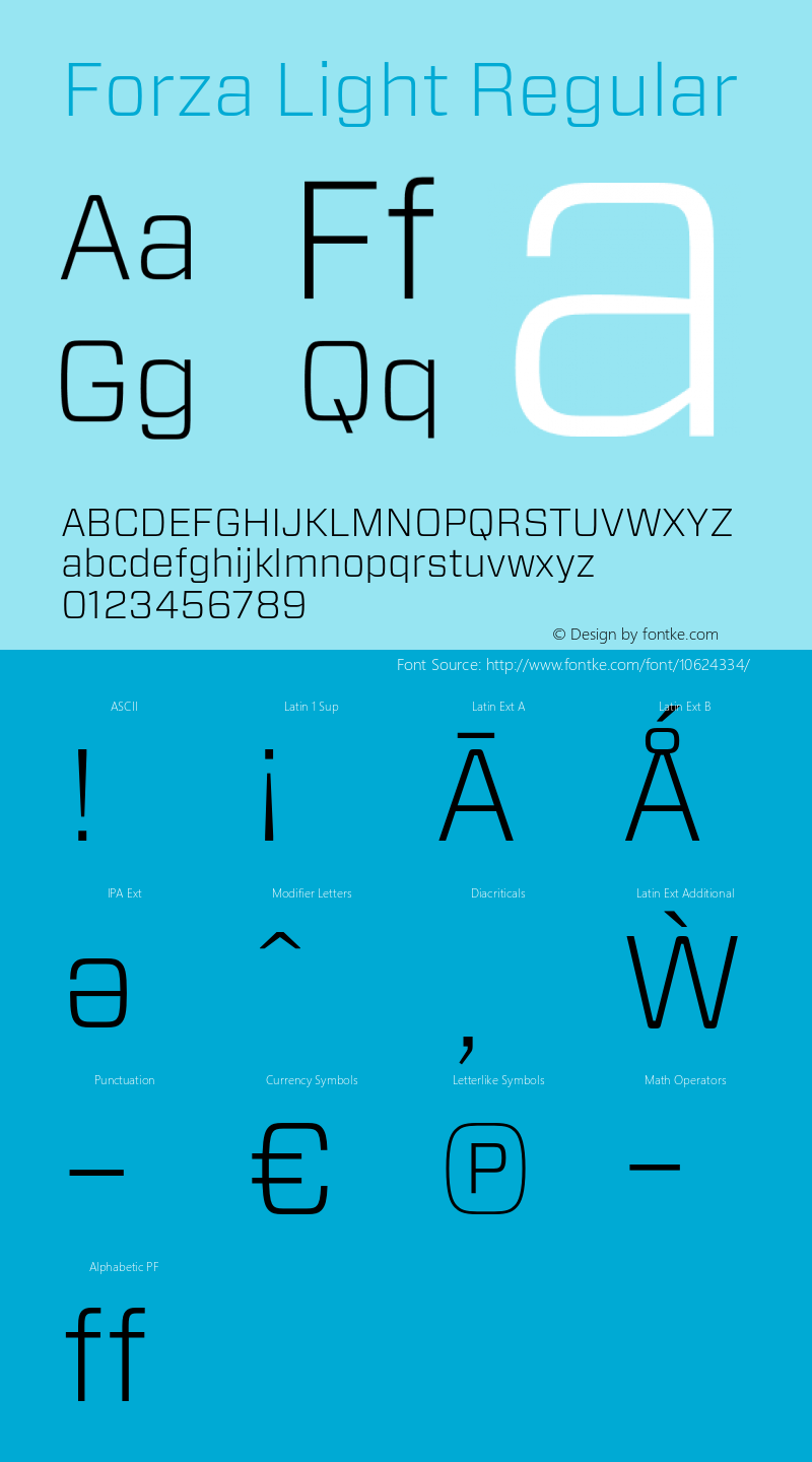 Forza Light Regular Version 1.200 Font Sample