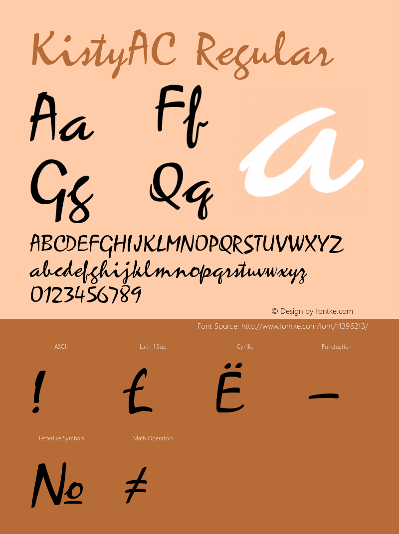 KistyAC Regular Version 001.000 Font Sample