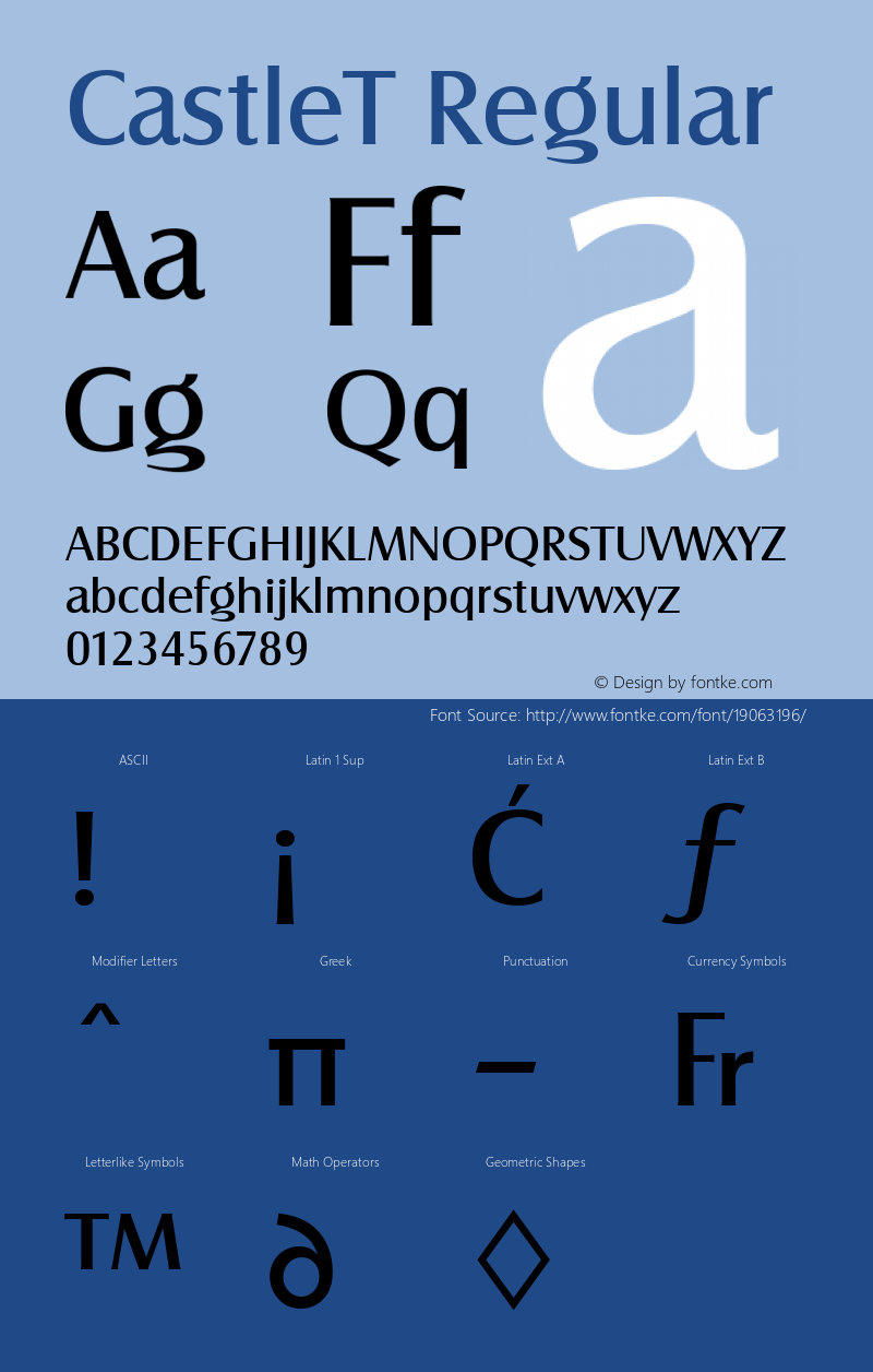 CastleT Regular Version 1.05 Font Sample