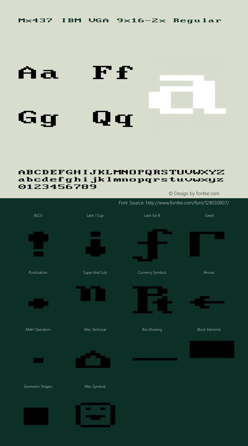 Mx437 IBM VGA 9x16-2x v2.2-2020-11 Font Sample