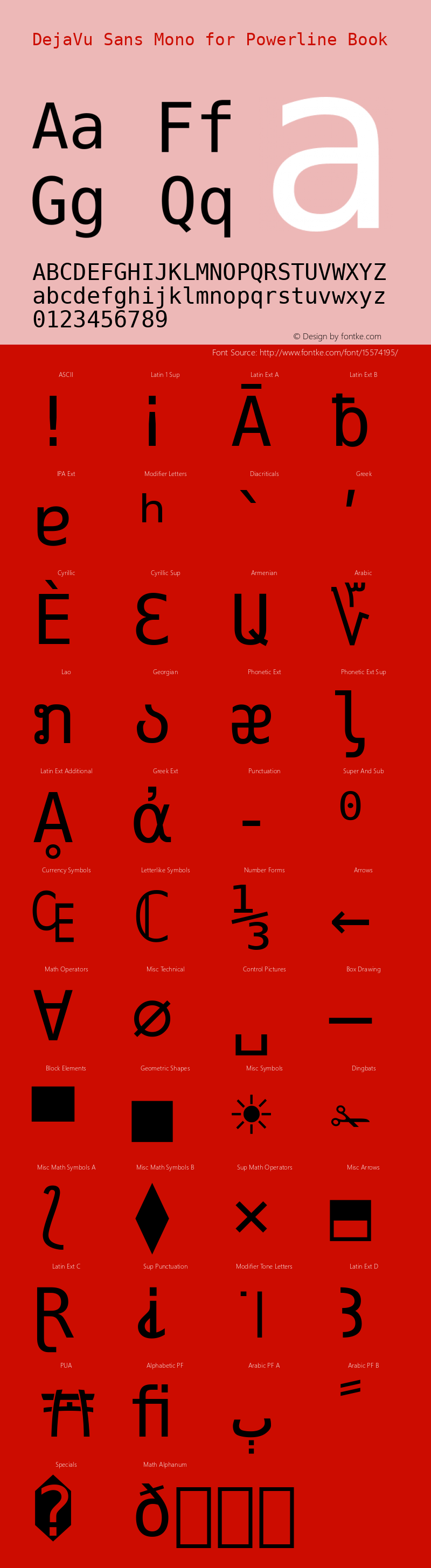 DejaVu Sans Mono for Powerline Book Version 2.33 Font Sample