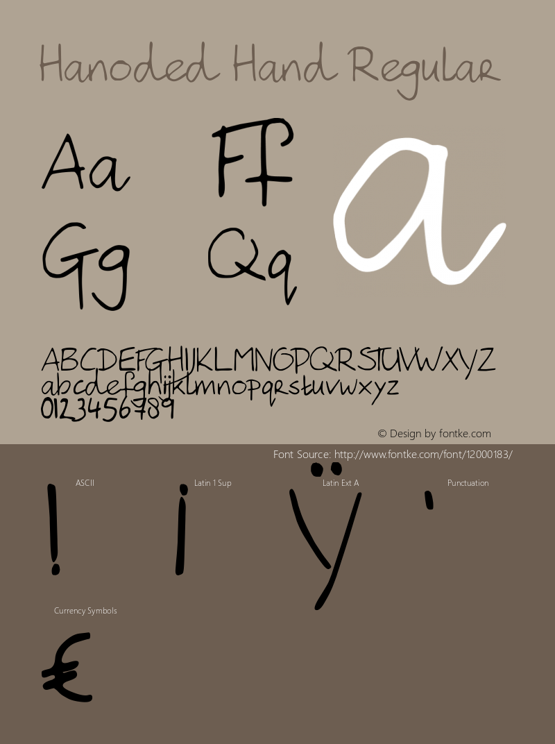 Hanoded Hand Regular Version 1.02 Font Sample