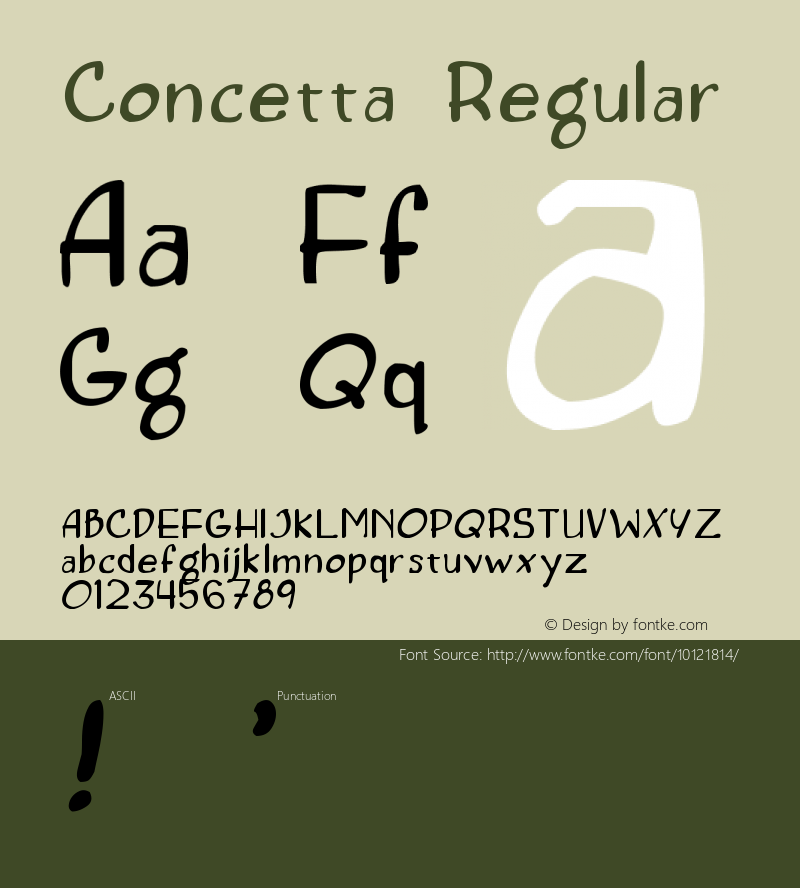 Concetta Regular Unknown Font Sample