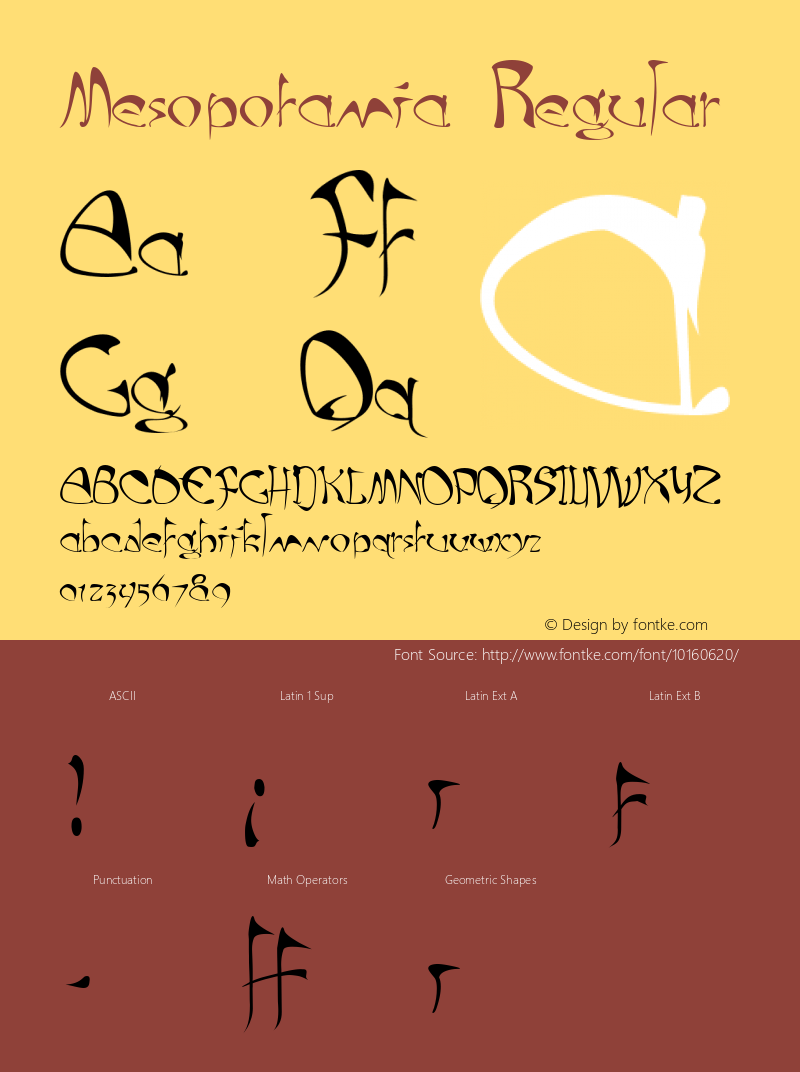 Mesopotamia Regular Macromedia Fontographer 4.1 4/29/03 Font Sample