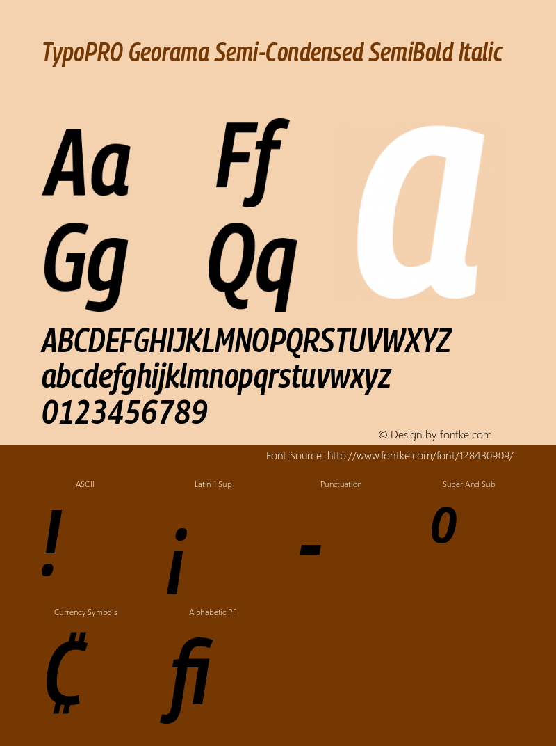 TypoPRO Georama Semi Condensed SemiBold Italic Version 1.001 Font Sample