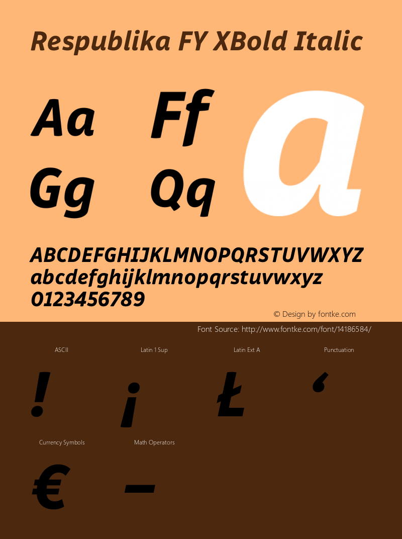 Respublika FY XBold Italic Version 001 Font Sample