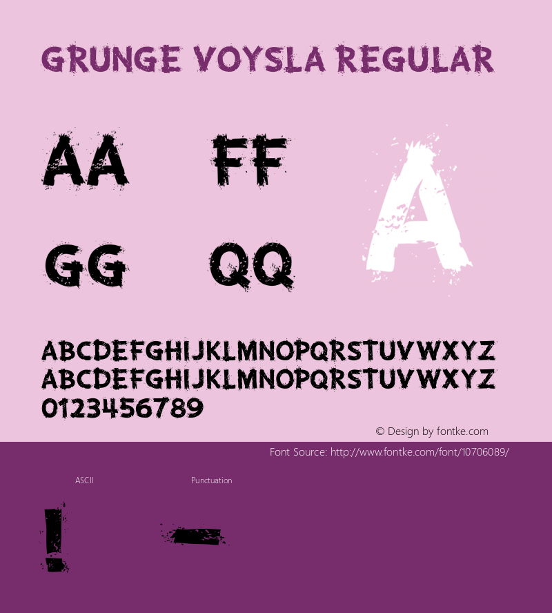 Grunge Voysla Regular Version 1.000 Font Sample