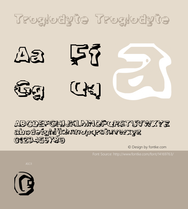 Troglodyte Troglodyte Version 2001; 1.2 Font Sample