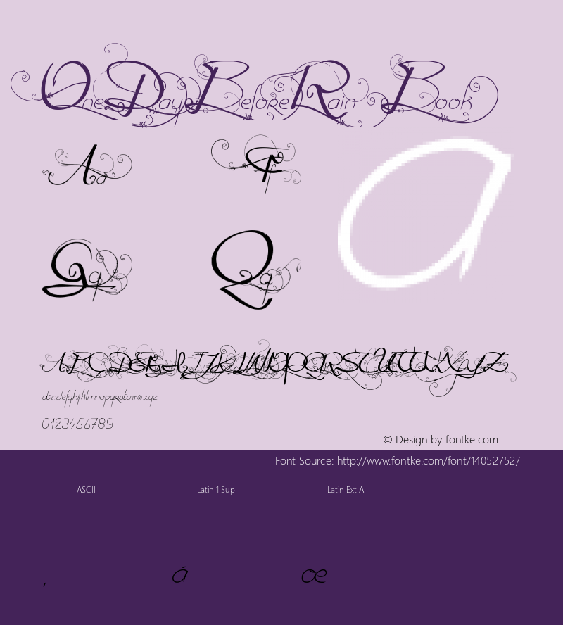 OneDayBeforeRain Book Version 001.000 Font Sample