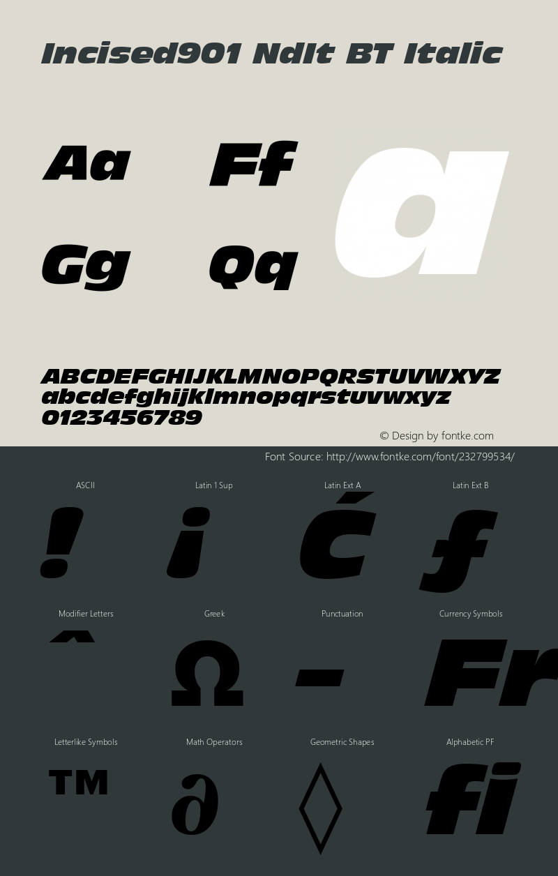 Incised901 NdIt BT Italic Version 1.01 emb4-OT图片样张