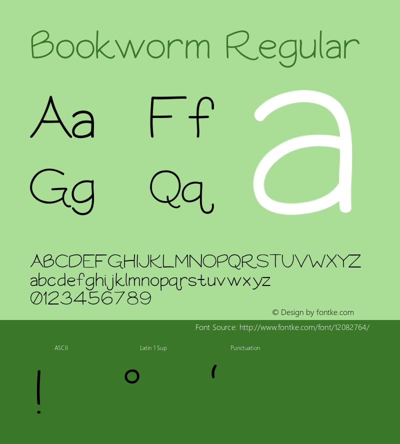 Bookworm Regular Version 001.000 Font Sample