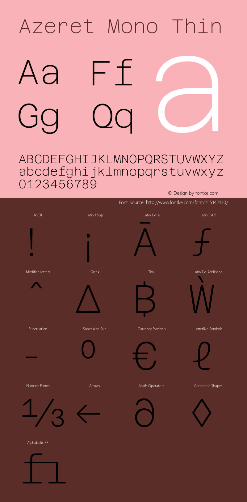 Azeret Mono Thin Version 1.000; Glyphs 3.0.3, build 3084图片样张