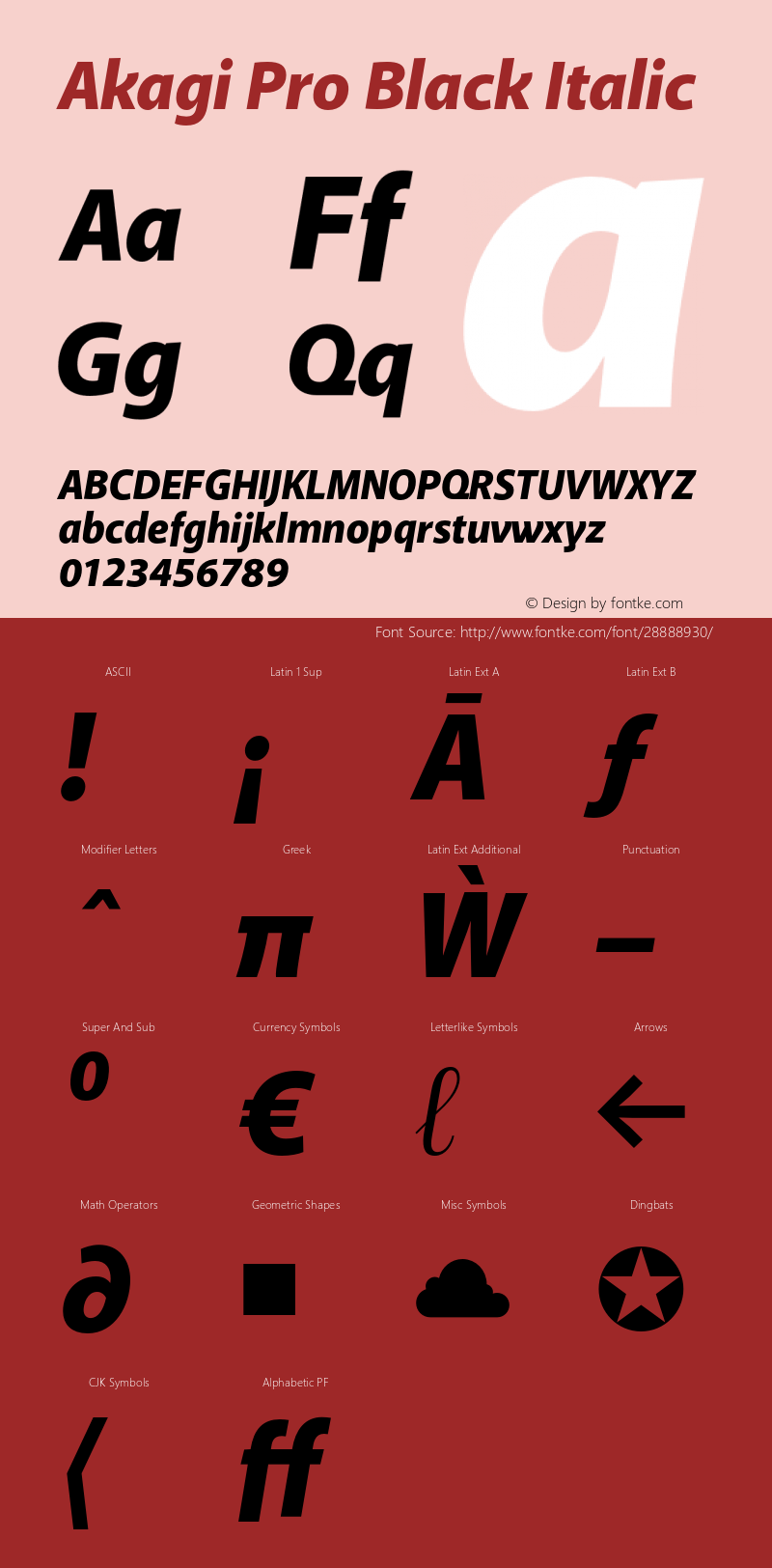 AkagiPro-BlackItalic Version 2.000 Font Sample