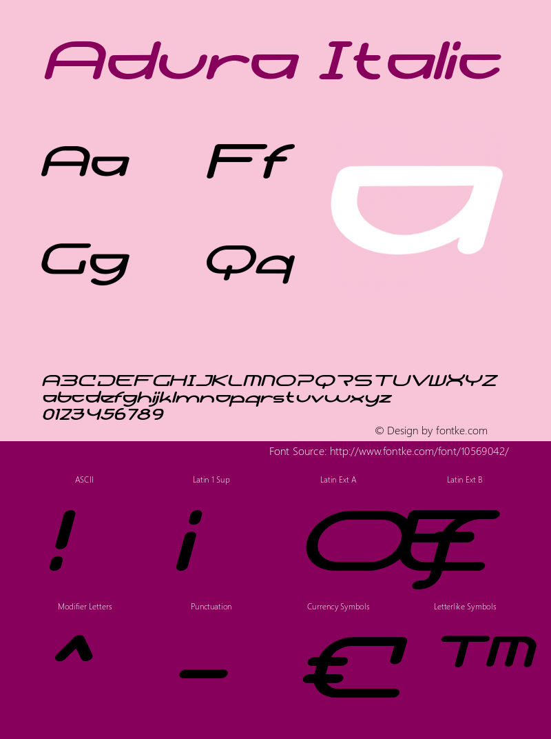 Adura Italic Version 1.000 Font Sample
