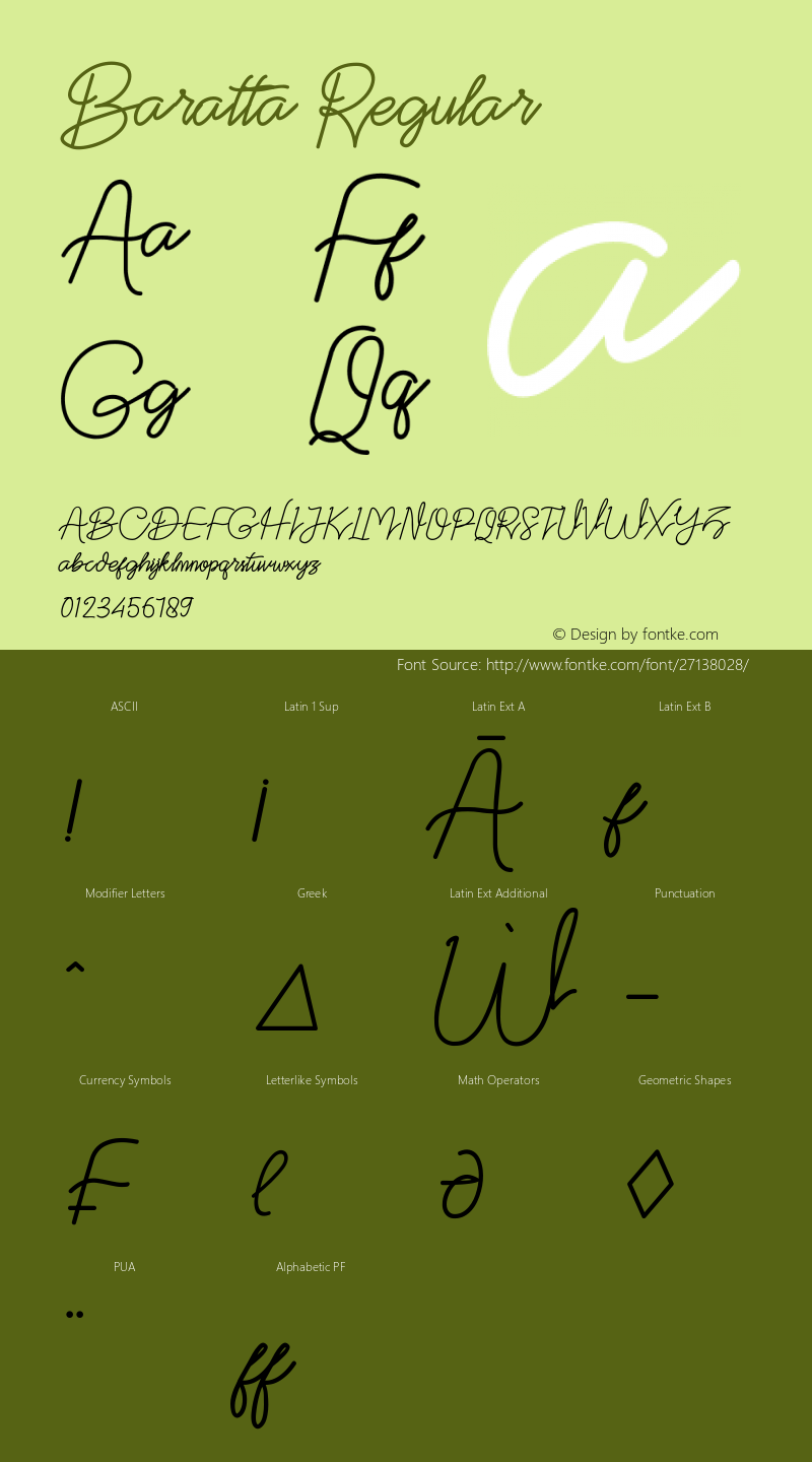 Baratta Version 1.000 Font Sample