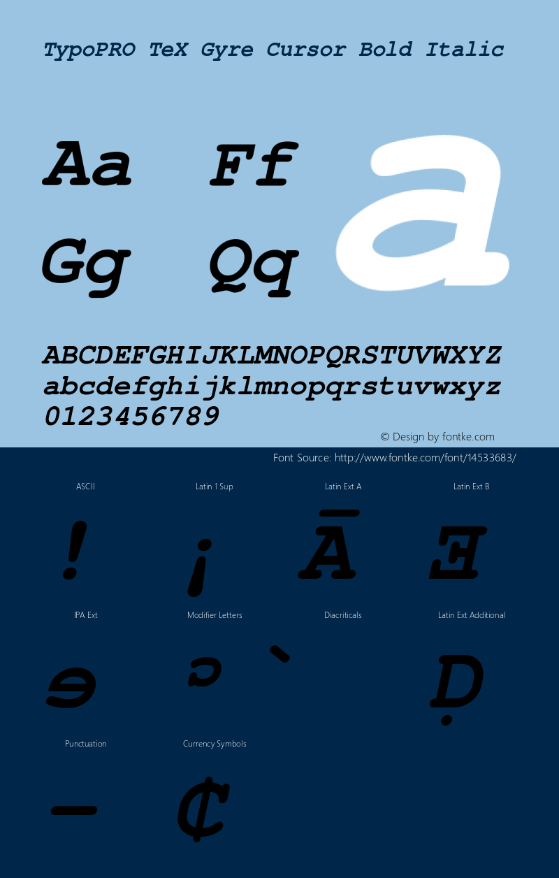 TypoPRO TeX Gyre Cursor Bold Italic Version 2.004;PS 2.004;hotconv 1.0.49;makeotf.lib2.0.14853 Font Sample