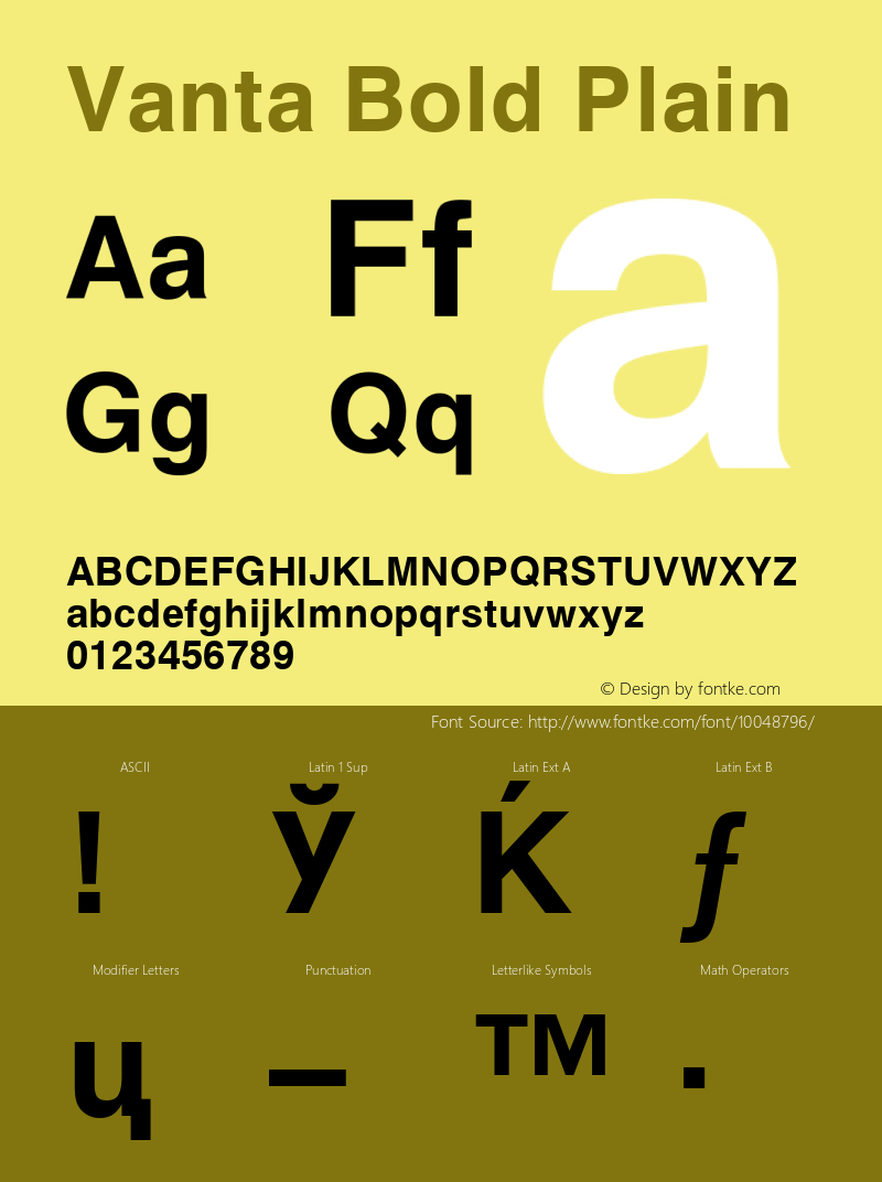 Vanta Bold Plain 001.001 Font Sample