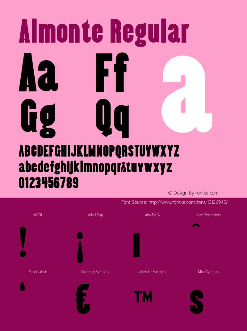 Almonte Regular Version 2.000 2004 Font Sample