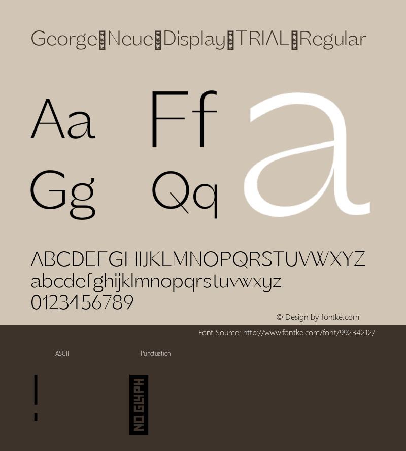 George Neue Display TRIAL Regular Version 1.000;hotconv 1.0.109;makeotfexe 2.5.65596 Font Sample