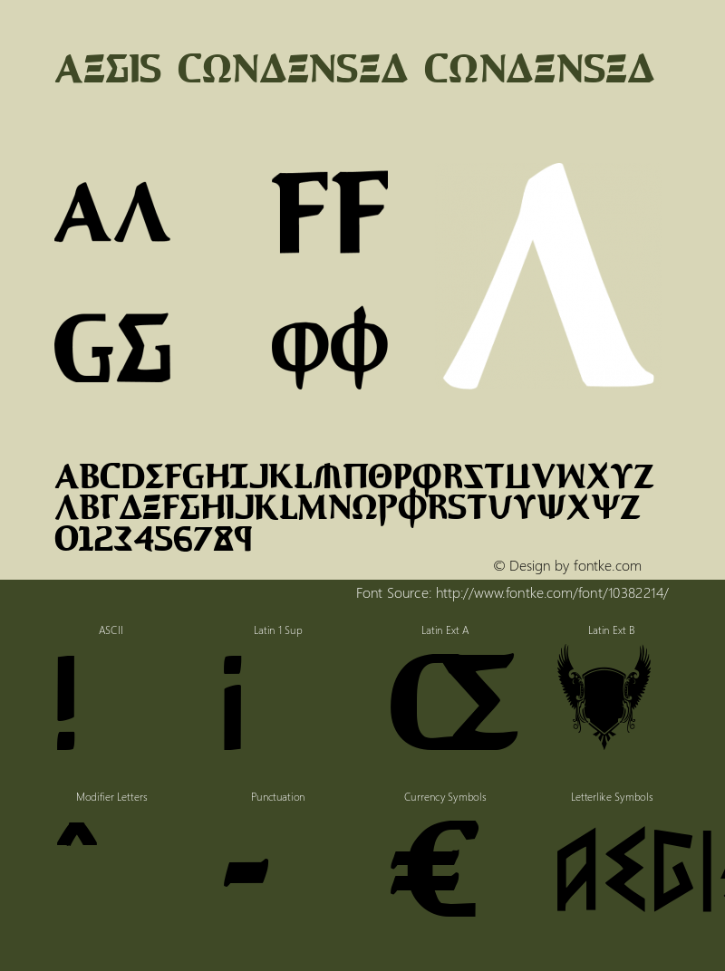 Aegis Condensed Condensed Version 1.0; 2010 Font Sample