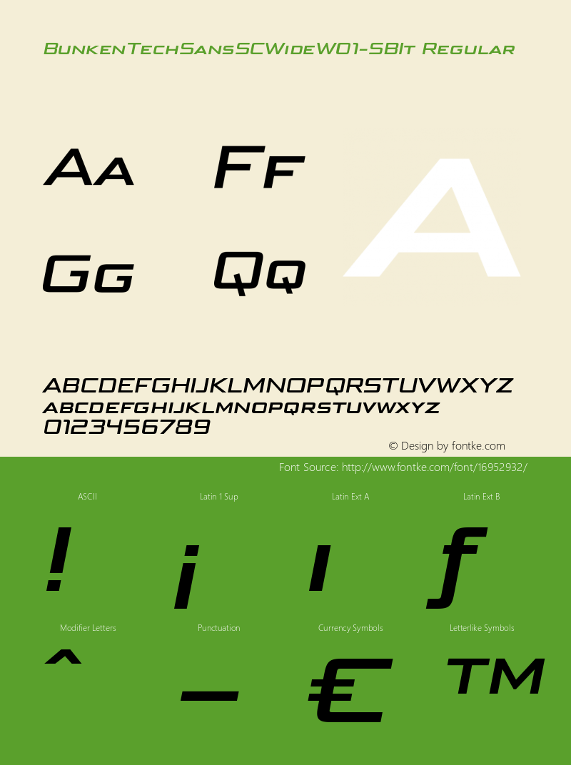 BunkenTechSansSCWideW01-SBIt Regular Version 1.26 Font Sample