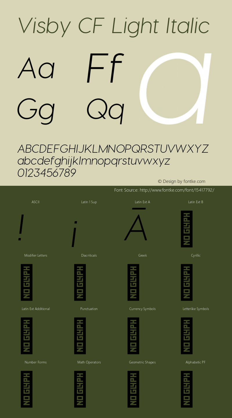 Visby CF Light Italic Version 1.097 Font Sample