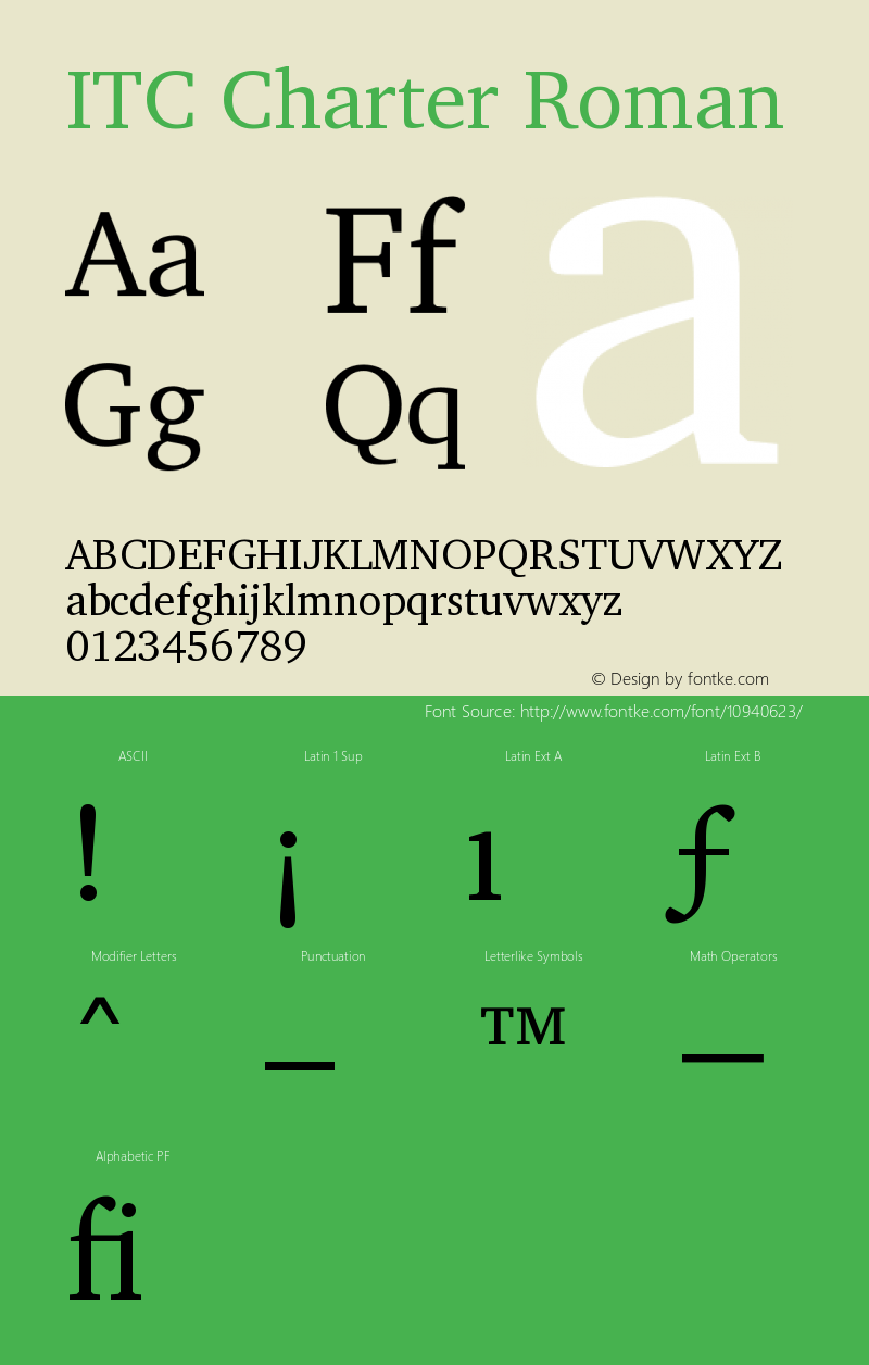 ITC Charter Roman Version 003.001 Font Sample