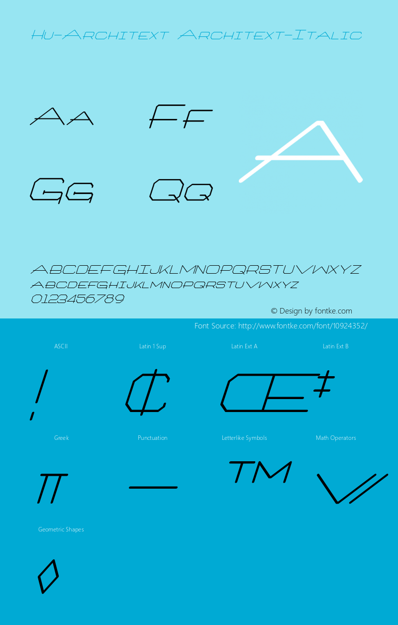 Hu-Architext Architext-Italic Version 001.000 Font Sample