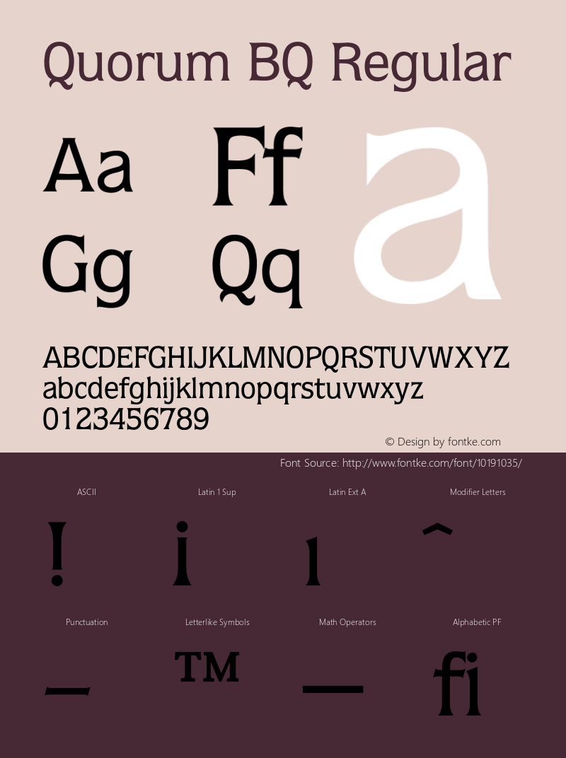 Quorum BQ Regular 001.000 Font Sample