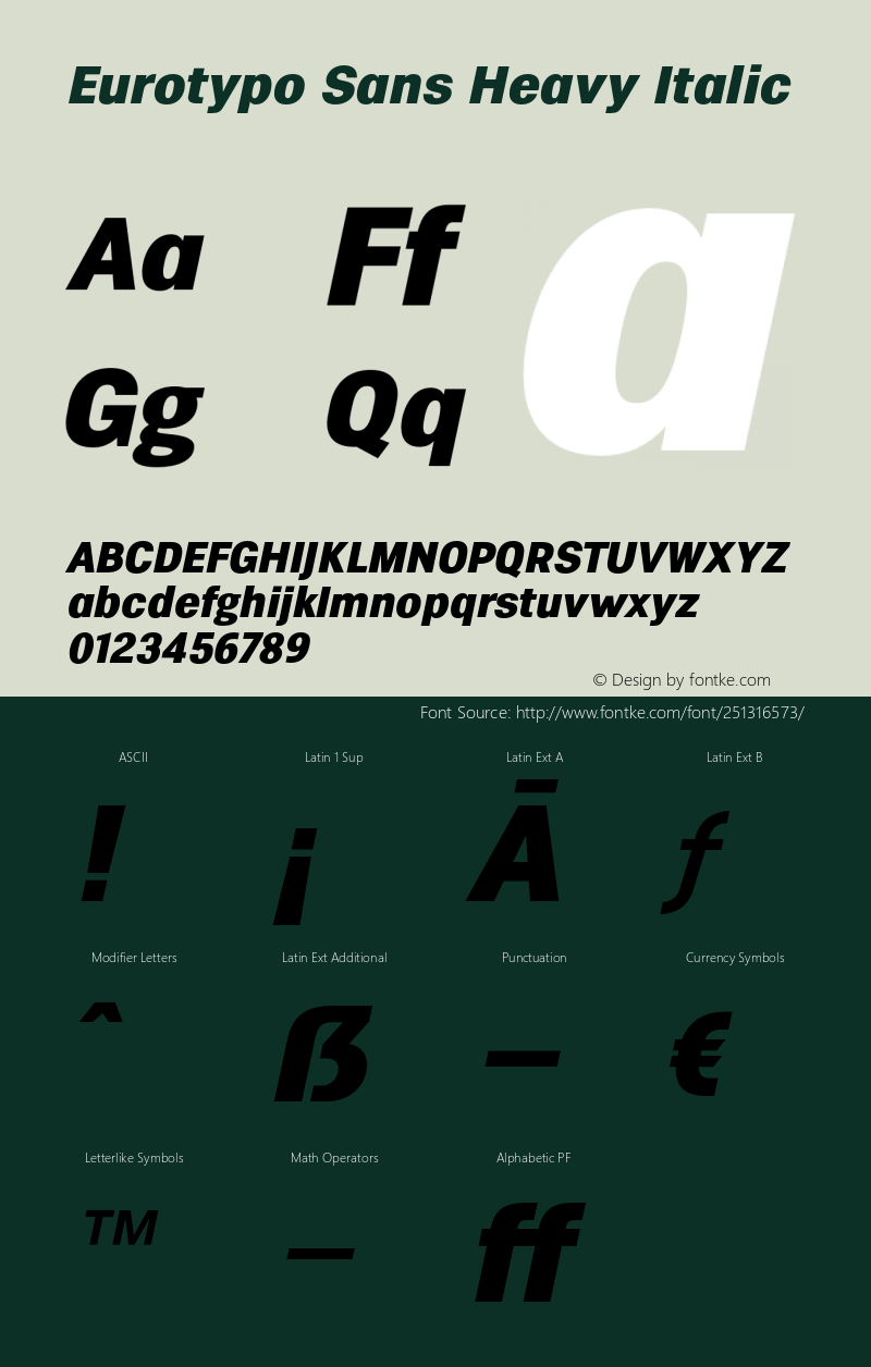 EurotypoSans-HeavyItalic Version 1.000图片样张