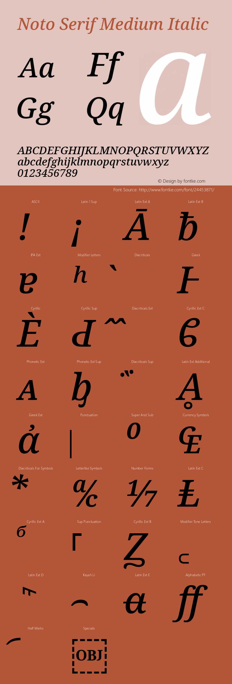 Noto Serif Medium Italic Version 2.000 Font Sample