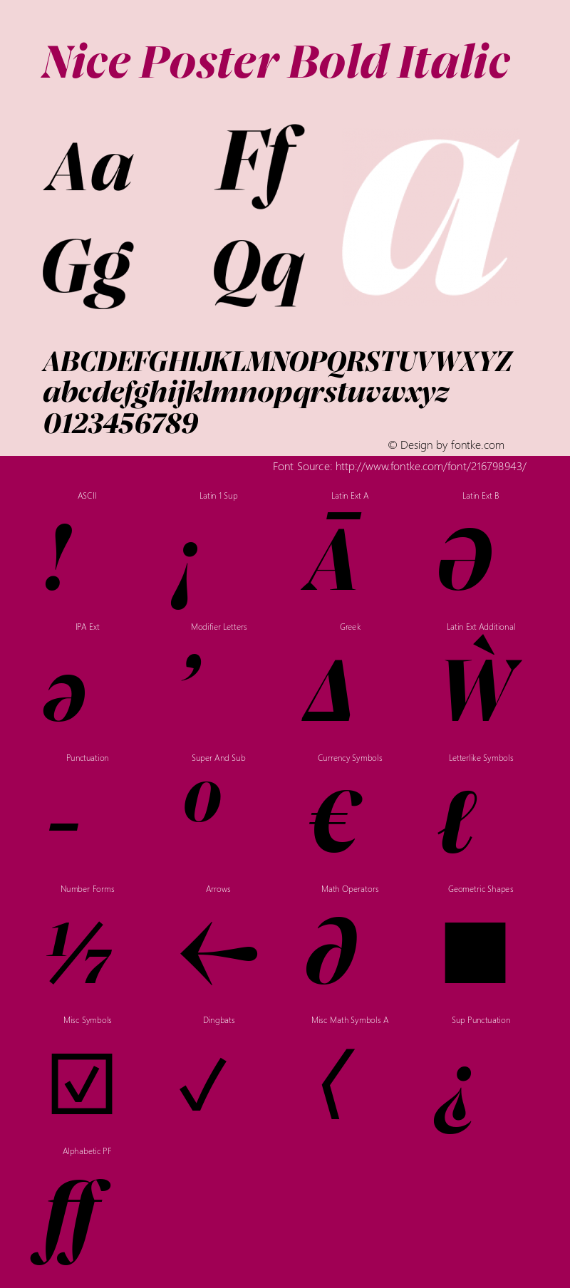 Nice Poster Bold Italic Version 1.000 | web-ttf图片样张