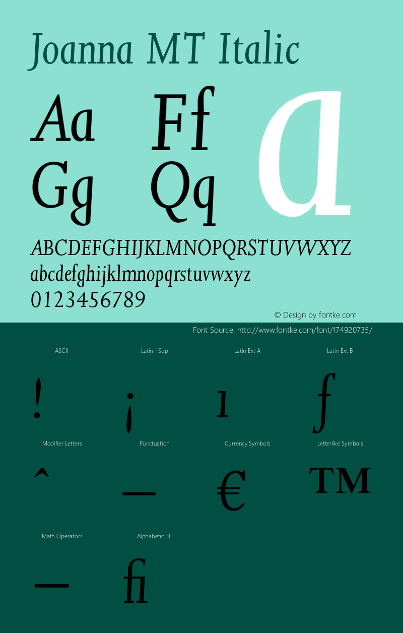 JoannaMT-Italic 001.001图片样张