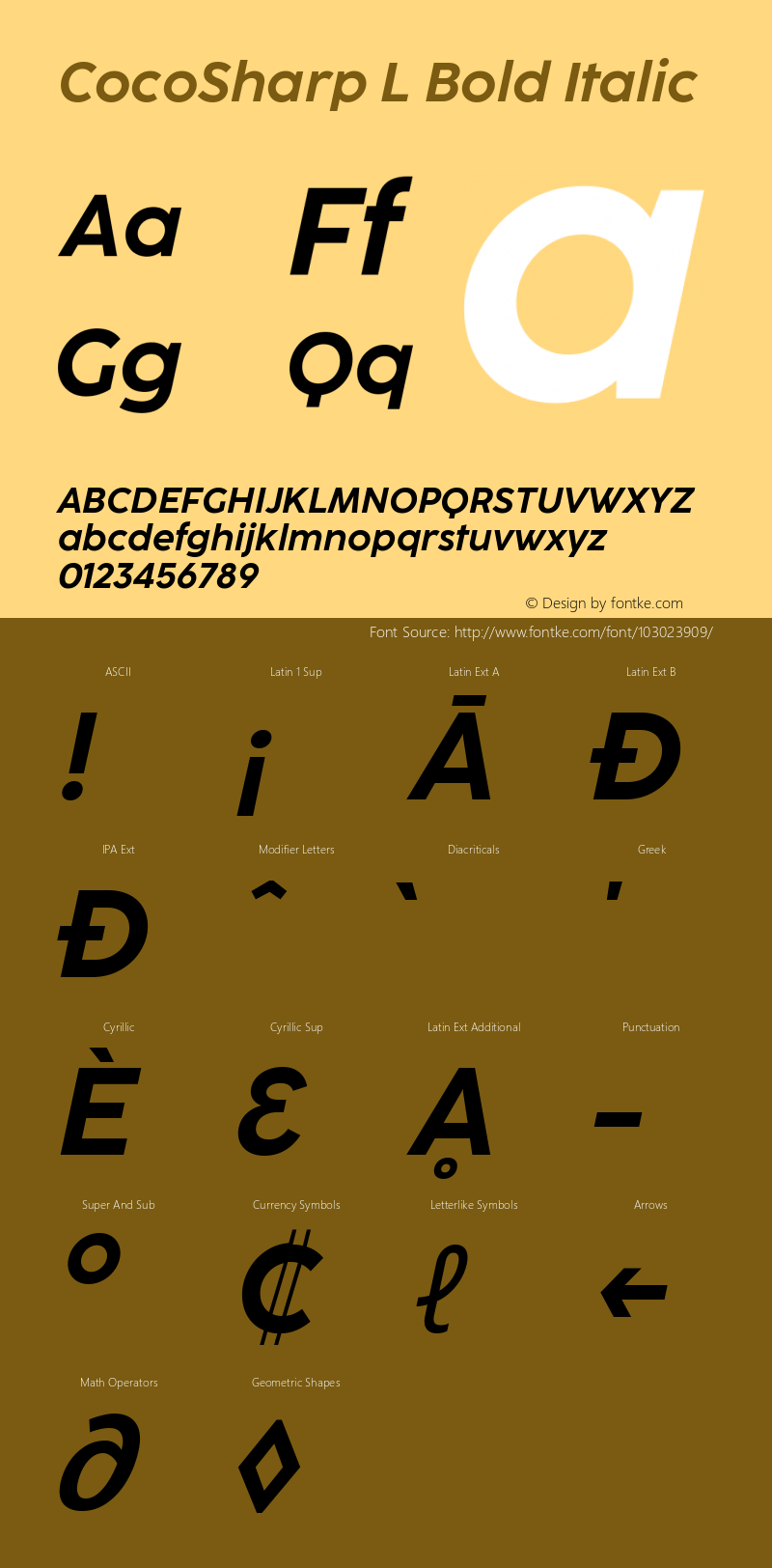 CocoSharp L Bold Italic Version 1.000 Font Sample