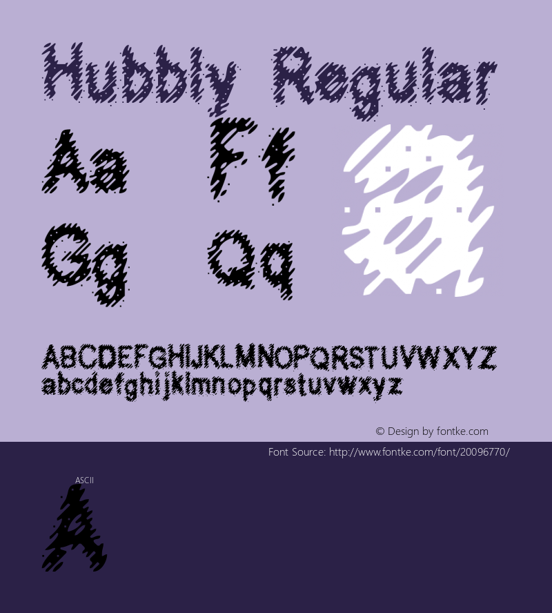 Hubbly 1999; 1.0, initial release Font Sample