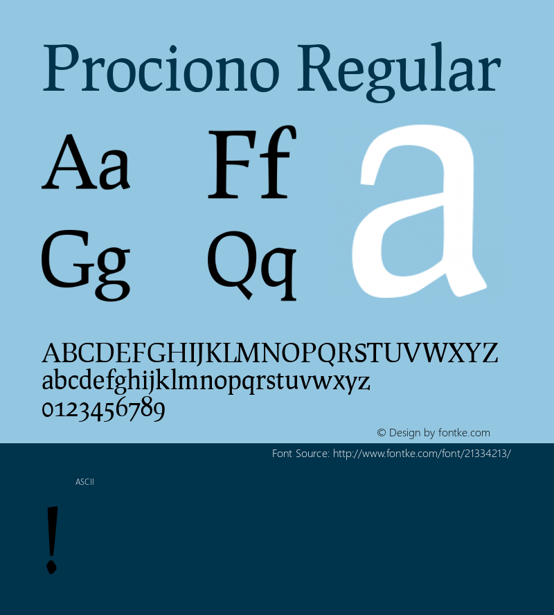 Prociono Version 1.0 Font Sample