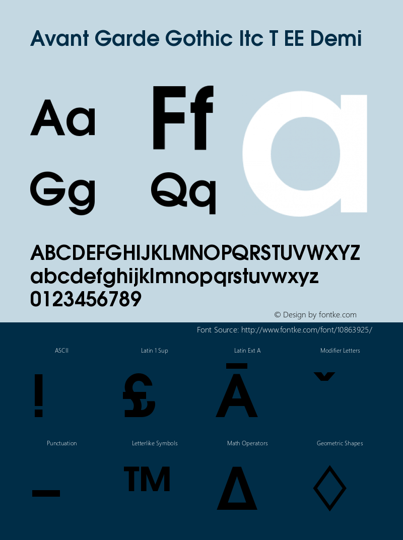 Avant Garde Gothic Itc T EE Demi Version 001.005 Font Sample