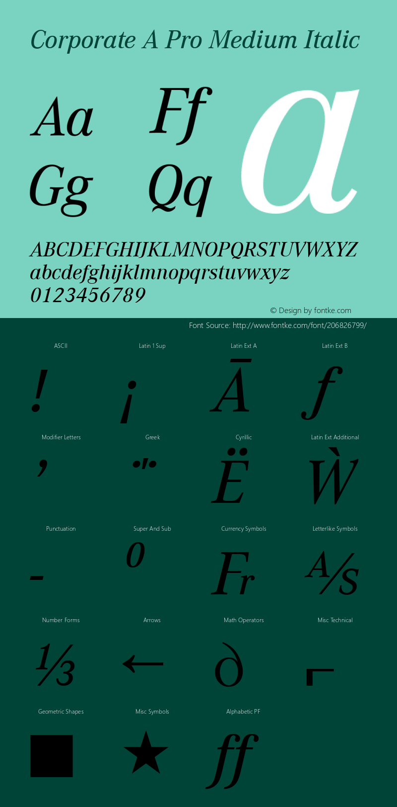 Corporate A Pro Medium Italic Version 1.40图片样张